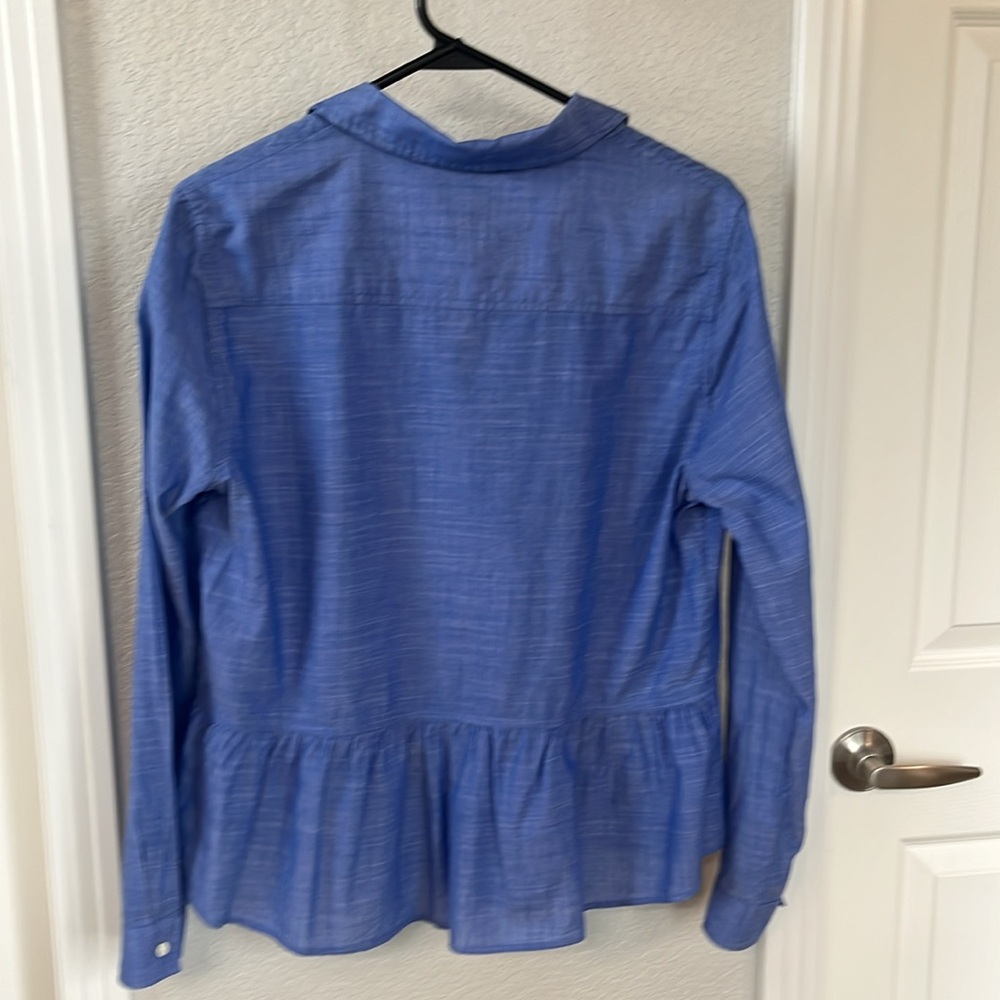 Lilly Pulitzer Blue Button-Down Peplum Shirt - Picture 5 of 7